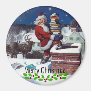 Weyeth - Tomte som levererar böcker till jul. Magnet
