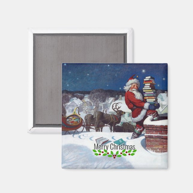 Weyeth - Tomte som levererar böcker till jul Magnet (Front/Back)