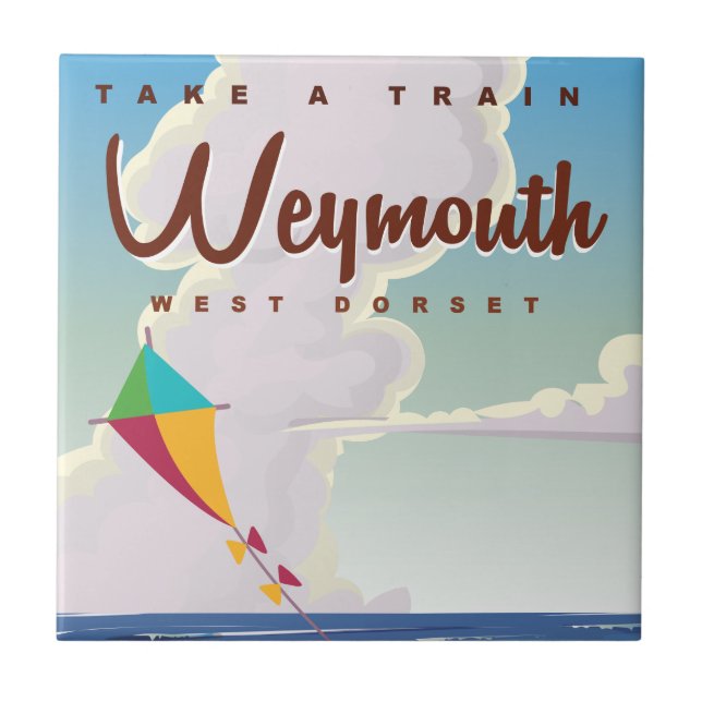 Weymouth England vintage semestervarv reseaffisch Kakelplatta (Framsidan)