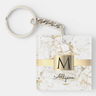 Wh & Guld Marble Guld Box, DIY Black Namn Monogram