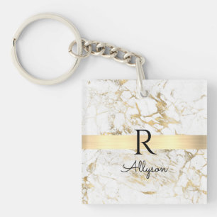Wh & Guld Marble Guld Pub, DIY Black Namn Monogram