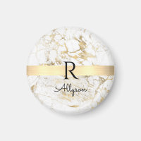 Wh & Guld Marble Guld Pub, DIY Black Namn Monogram