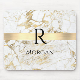 Wh & Guld Marble Guld Pub, DIY Black Namn Monogram Musmatta