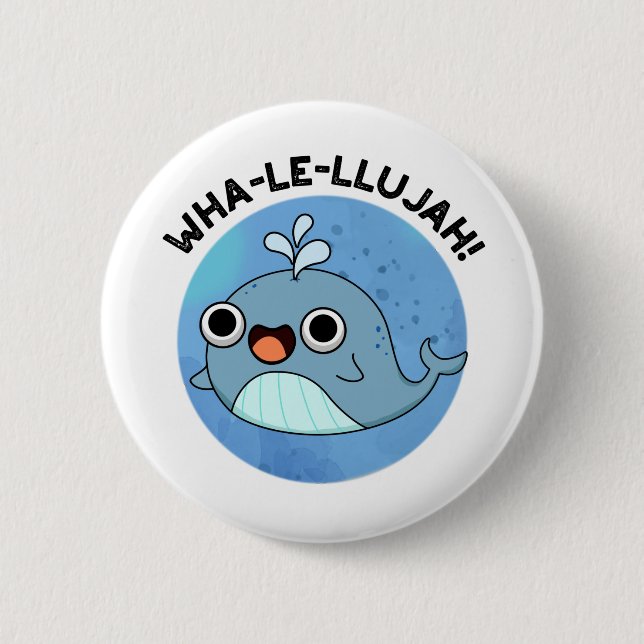 Wha-le-llujah Funny Blue Whale Pun Knapp (Framsida)