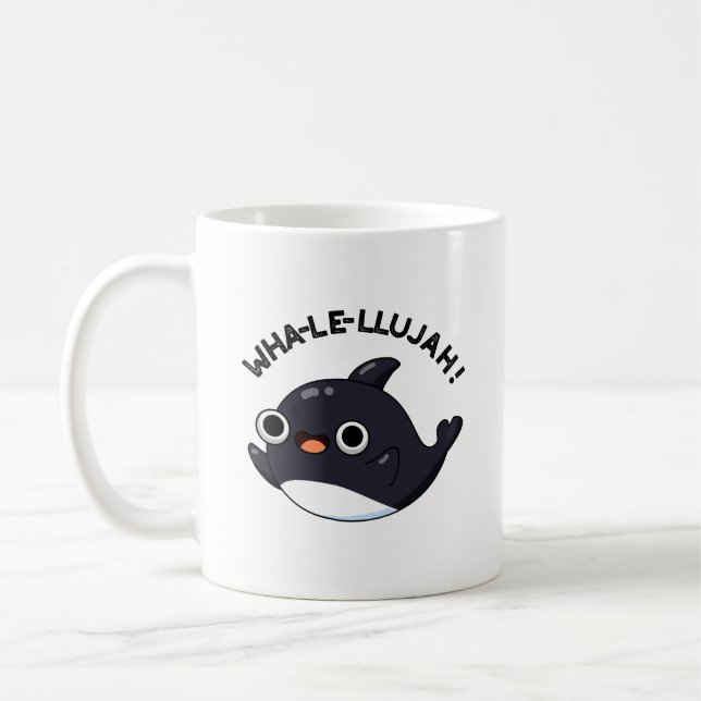 Wha-le-llujah Funny Orca Whale Pun Kaffemugg (Vänster)
