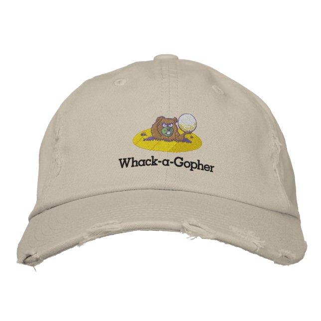 Whack-A-Gopher Embroided Funny Golf Cap Design Broderad Keps (Framsida)