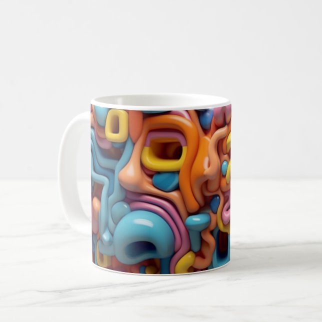Whackal 3D Design Mönster, Digital Art, Gift Kaffemugg (Framsida vänster)