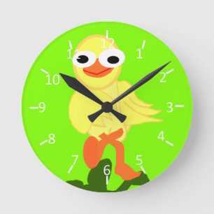 Whacky Bird Chartreuse Rund Klocka