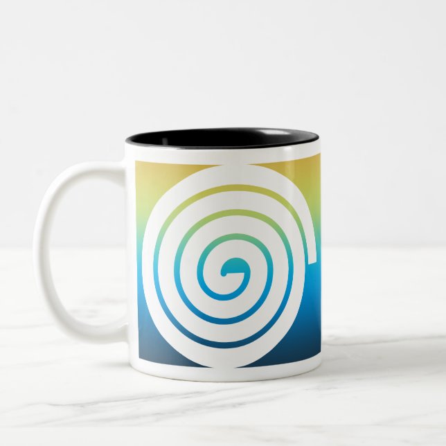 Whaite spiral färg, bakgrund Två-Tonad mugg (Vänster)