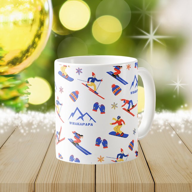 Whakapa New Zealand Ski Snowboard Mönster Kaffemugg (Whakapapa New Zealand ski snowboard winter snow vacation christmas holidays mug)