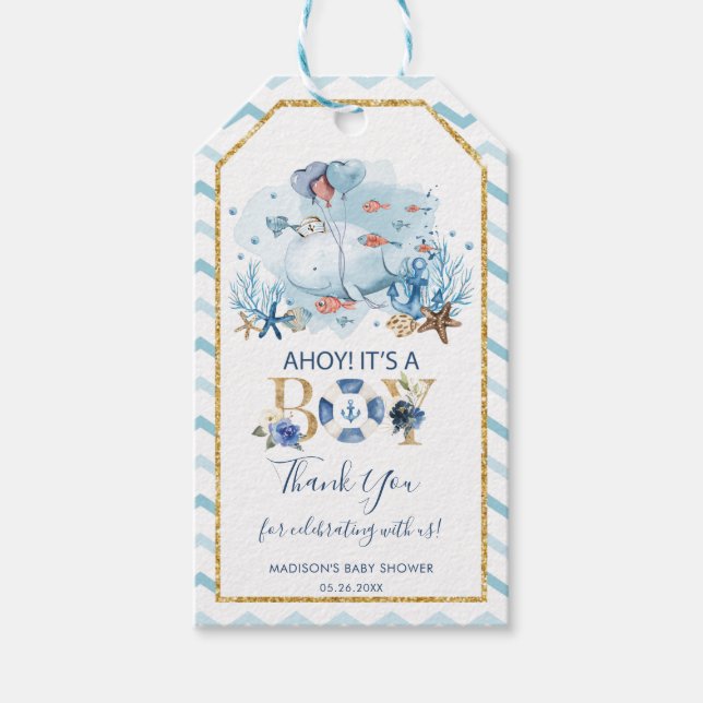 Whale Ahoy Det är en pojkvän-Tack-favorit Presentetikett (Framsidan)
