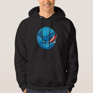 Whale American Flag Biologist USA  Blue Whale Sea  Hoodie