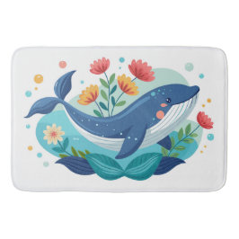 Whale And Flowers Mat Badrumsmatta
