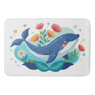 Whale And Flowers Mat Badrumsmatta