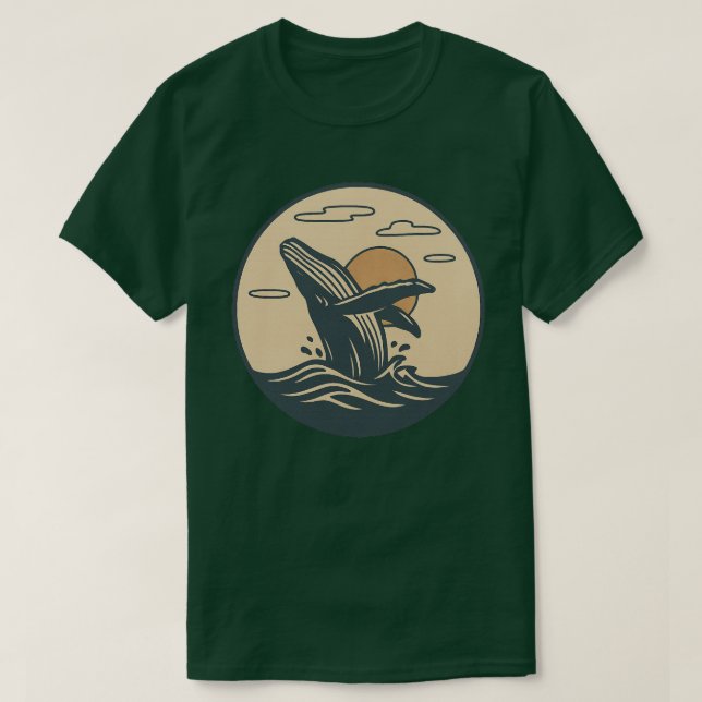 Whale Art Manar Mörk T Shirt (Design framsida)