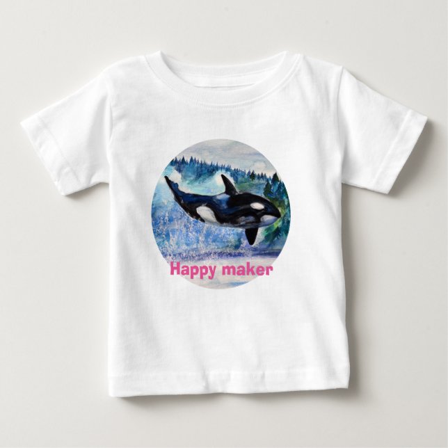 Whale Art Småbarn Ruffle Tee (Framsida)
