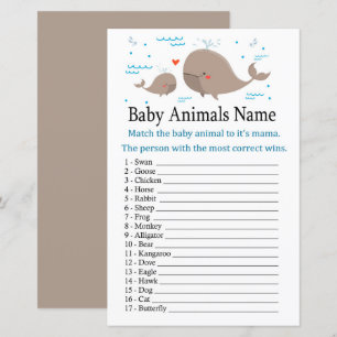 Whale Baby djur Namn Game
