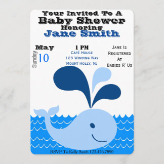 Whale Baby Shower Inbjudan (Boy)