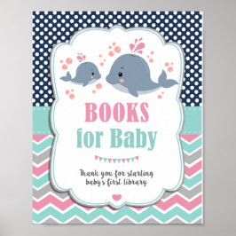 Whale Baby Shower Nautical Bokar för Baby-tecken Poster