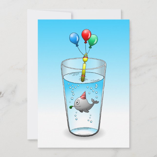 Whale Bassäng Party Birthday Kort (Framsida)