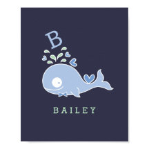 Whale Bow Tie Monogram Boy Nursery Wall Art