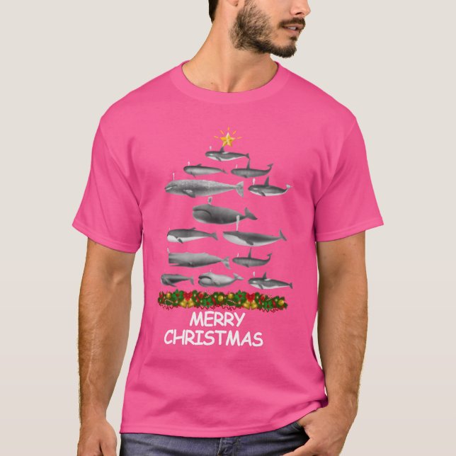 Whale Christmasree God jul boy T Shirt (Framsida)