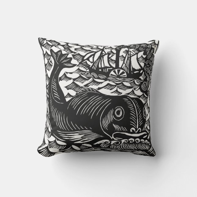 Whale Dekorativ kudde från Raoul Dufy Woodcut (Framsida)