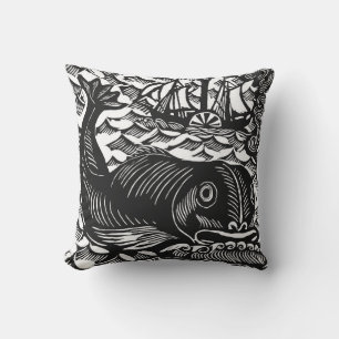 Whale Dekorativ kudde från Raoul Dufy Woodcut