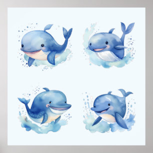 Whale Dekorativ kudde Poster