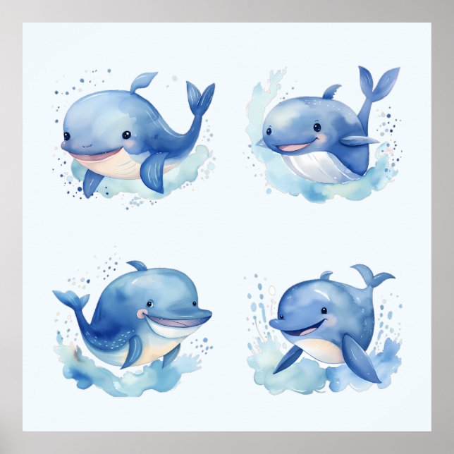 Whale Dekorativ kudde Poster (Framsidan)