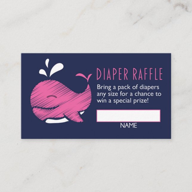 Whale Diaper Raffle Biljett (flicka) Tilläggskort (Framsida)