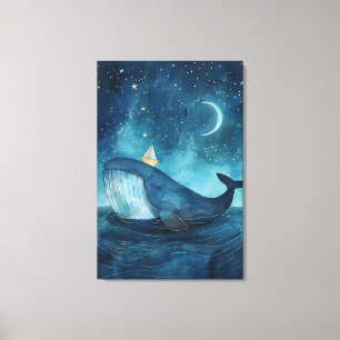 Whale Dreamscape under Starry Nght Canvastryck