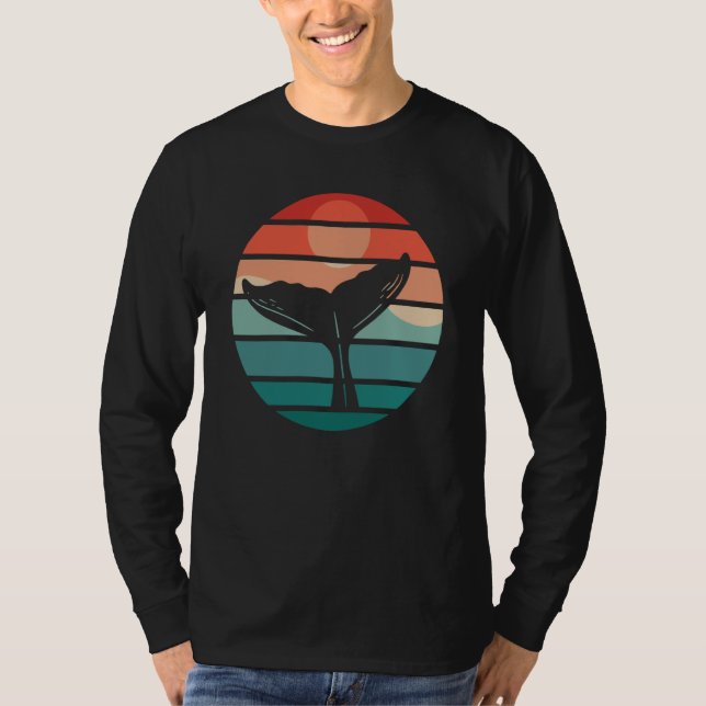 Whale Fin Sunset Whale Watcher T Shirt (Framsida)