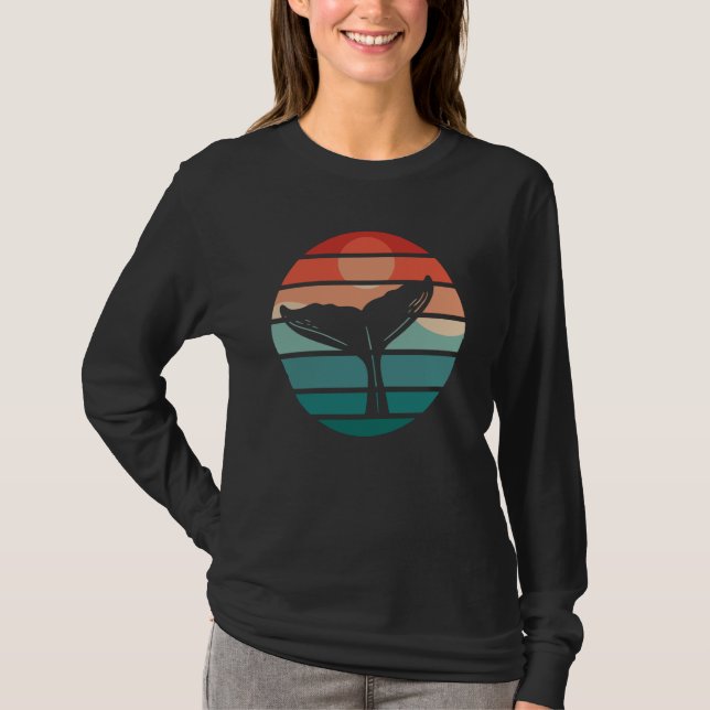 Whale Fin Sunset Whale Watcher T Shirt (Framsida)
