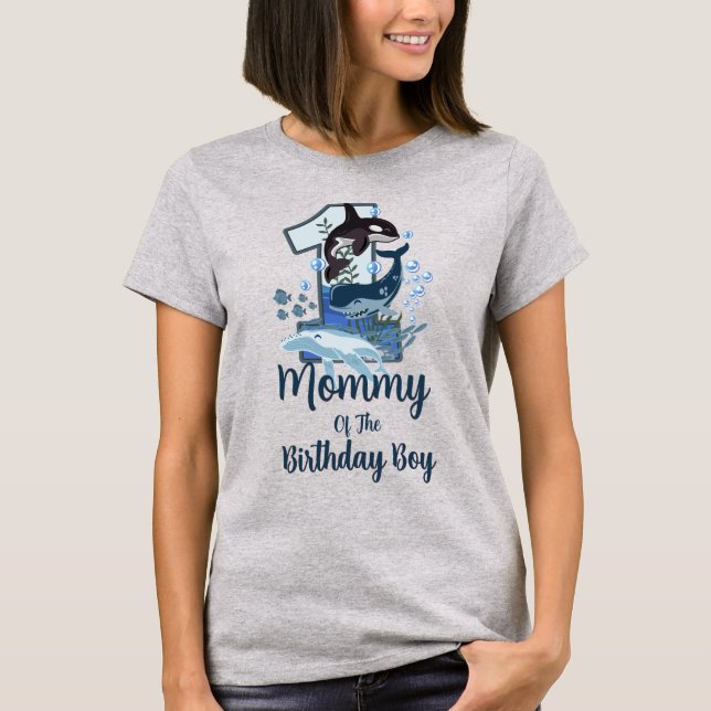 Whale Första födelsedag för kvinnor i Mamma T Shirt (Framsida)