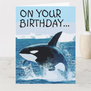 WHALE FUNNY BIRTHDAY GIANT-hälsningskort Kort