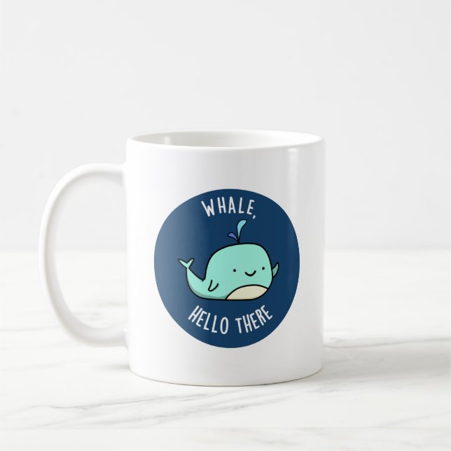 Whale Hej där Funny Whale Pun Kaffemugg (Vänster)