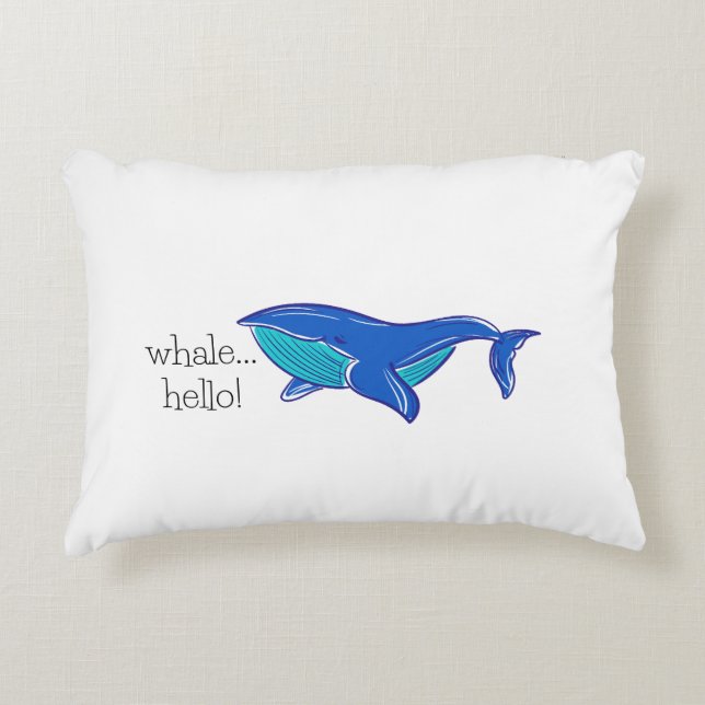 Whale Hej Funny accent Pillow Prydnadskudde (Framsidan)