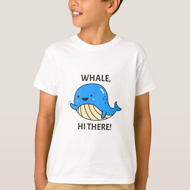 Whale hi där, barn, grundläggande T-shirt (Framsida)