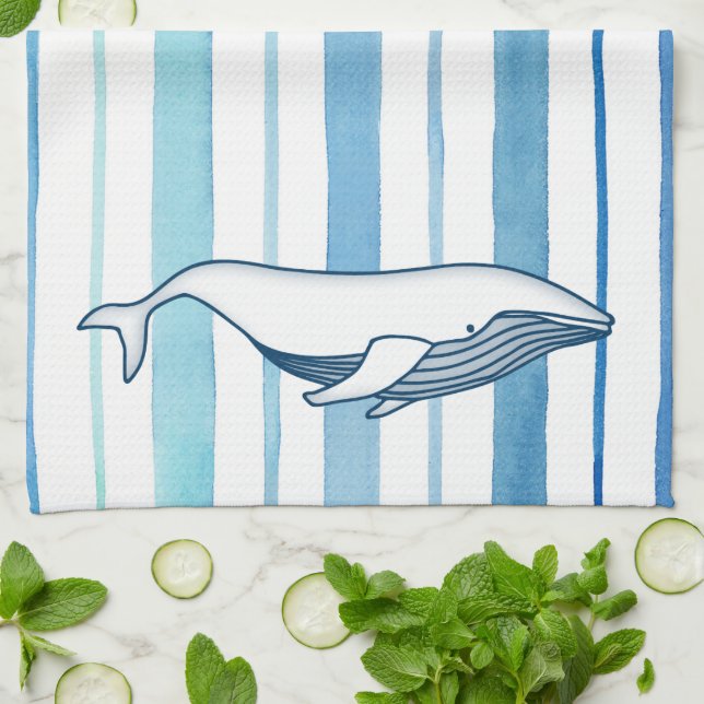 Whale Kitchen Towel Kökshandduk (Vikta)