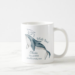 Whale med Grad White Blue Modern Studenten Gift Kaffemugg