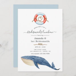 Whale Nautical Bröllop Bridesmaids Luncheon Inbjudningar