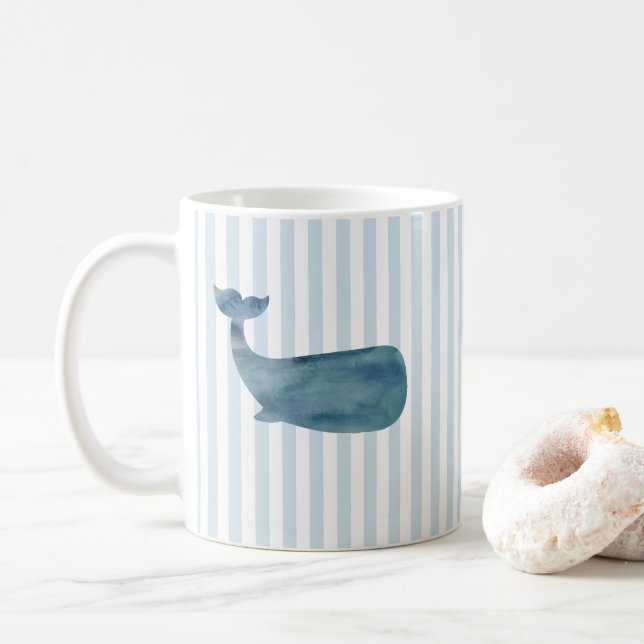Whale Nautical Rand Mönster Kaffemugg (Med munk)
