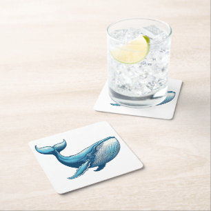 Whale Nautical Underlägg Papper Kvadrat