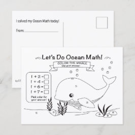 Whale Ocean Math Coloring Postcard Vykort