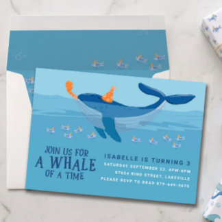 Whale of a Time – Kids Birthday Invitation Inbjudningar