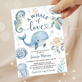 Whale Of Love Boy Baby Shower Invitation  Inbjudningar