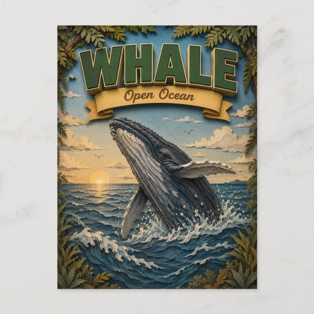 Whale Open Ocean POPCUT Vykort (Framsida)