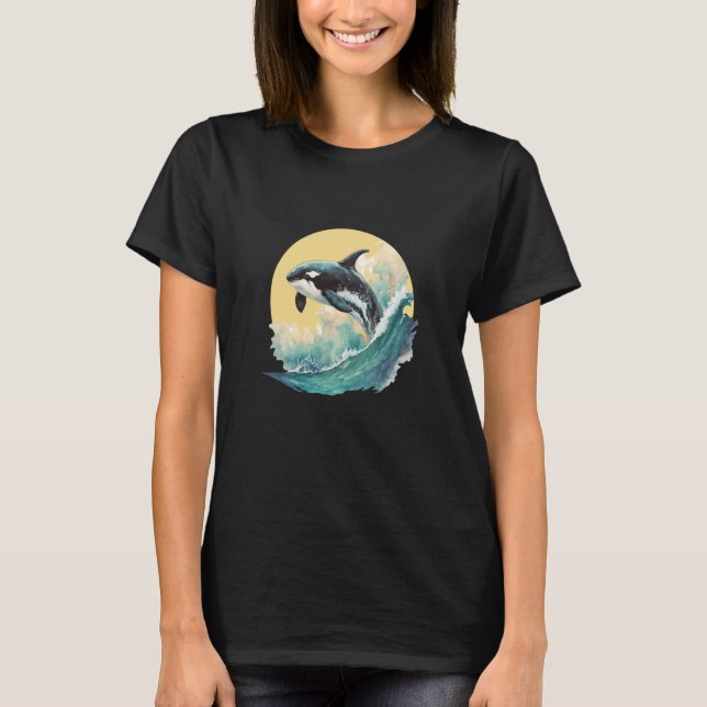 Whale Orca Marine Sea Retro Summer T Shirt (Framsida)