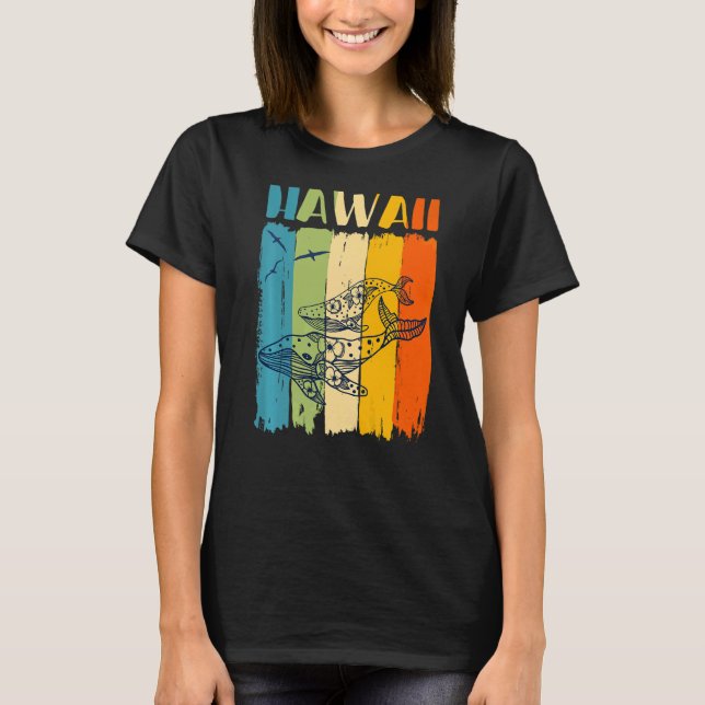 Whale Retro Hawaii Hawaii Matching Best Friends T Shirt (Framsida)